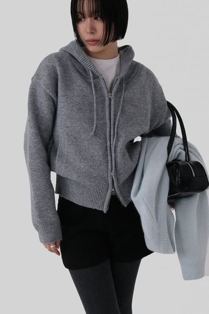 [ Pre-order ] Casual Knit Hood Zip-up