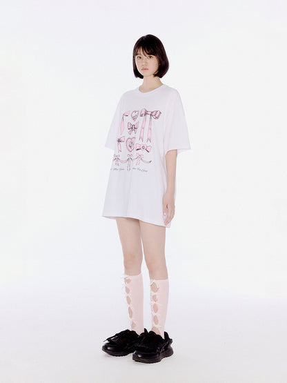 [ Joy同款 Pre-order ] Ribbon Graphic T-shirts White