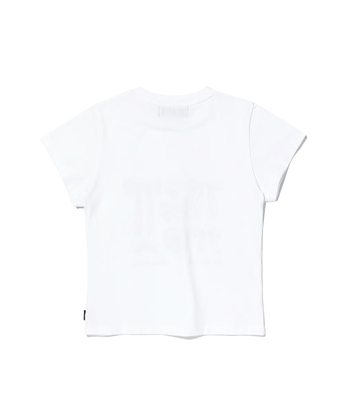 [ Pre-order ] YOUHEE Ribbon Graphic Crop T-shirts white