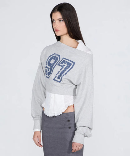 [ Pre-order ] Sculptor Off-Shoulder Cropped Sweatshirt