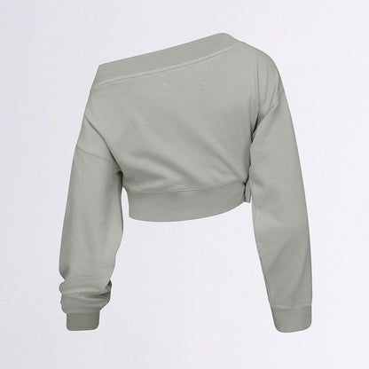 [ Pre-order ] Sculptor Off-Shoulder Cropped Sweatshirt