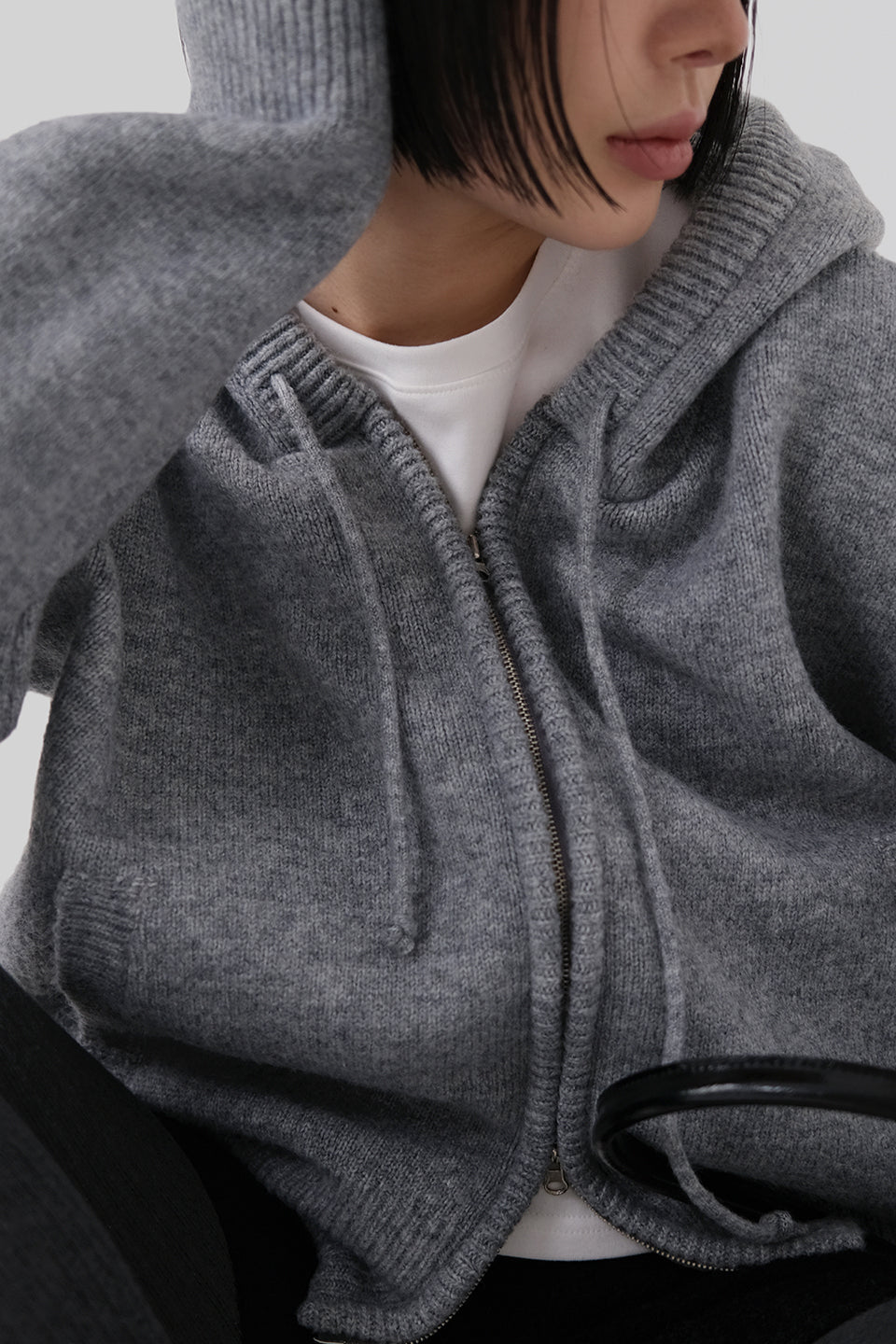 [ Pre-order ] Casual Knit Hood Zip-up