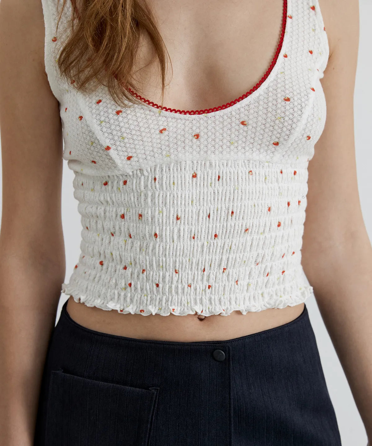 [ Pre-order ] Flower U Neck Smoking Top