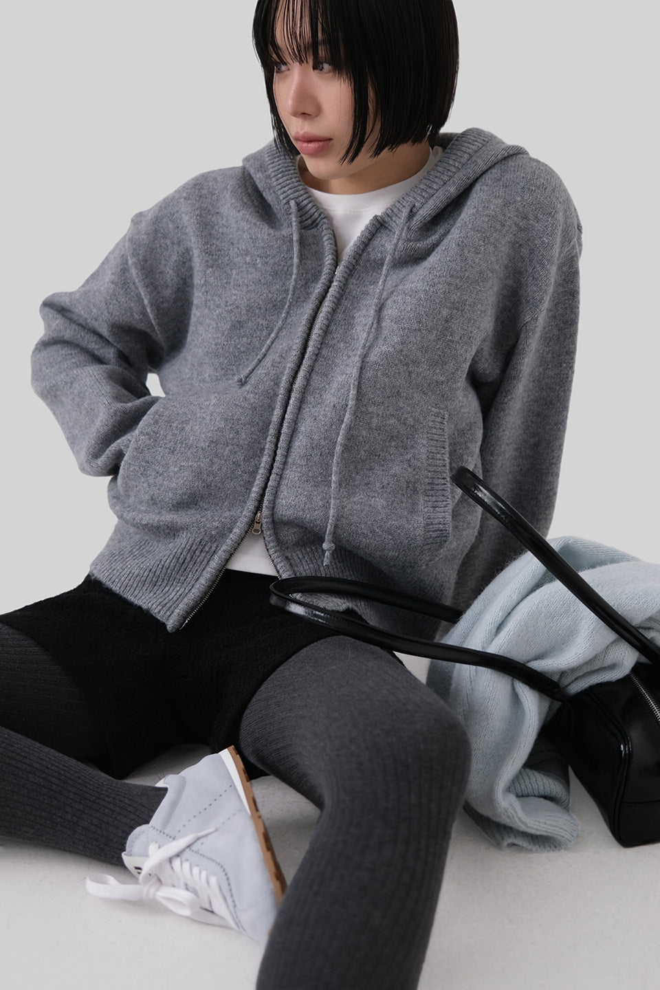 [ Pre-order ] Casual Knit Hood Zip-up