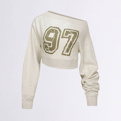 [ Pre-order ] Sculptor Off-Shoulder Cropped Sweatshirt