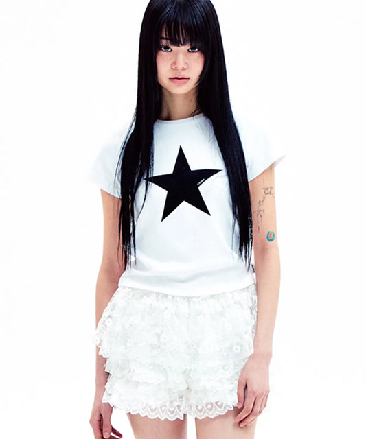 [ Pre-order ] YOUHEE Star Point t=T-shirts White