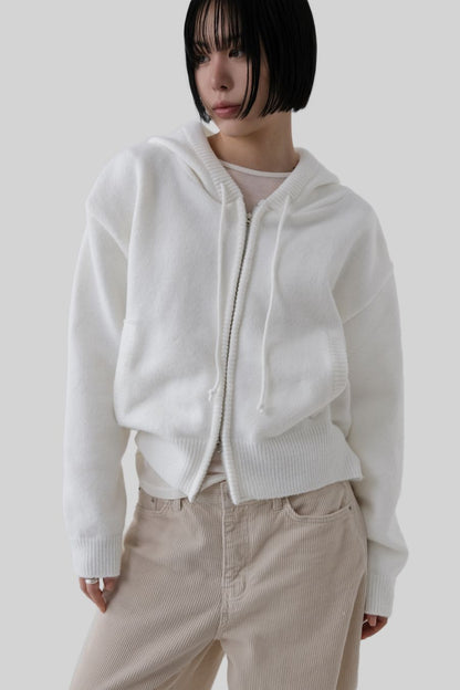 [ Pre-order ] Casual Knit Hood Zip-up