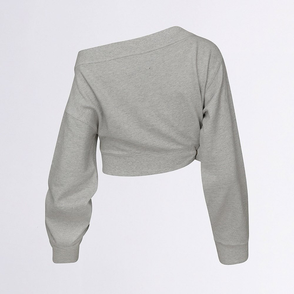 [ Pre-order ] Sculptor Off-Shoulder Cropped Sweatshirt