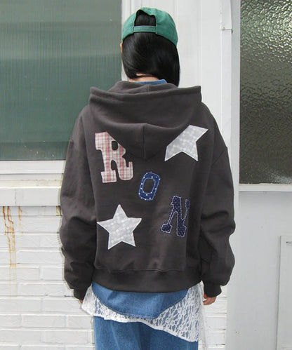 [ Pre-order ]  Ron Patch Mixed Applique Hoodie Zip Up