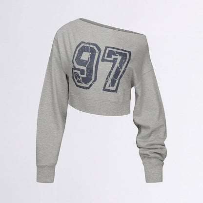 [ Pre-order ] Sculptor Off-Shoulder Cropped Sweatshirt