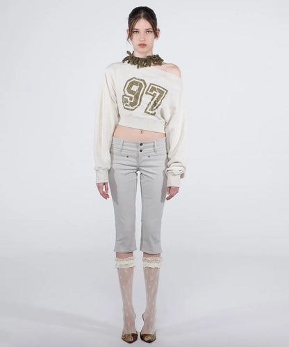 [ Pre-order ] Sculptor Off-Shoulder Cropped Sweatshirt