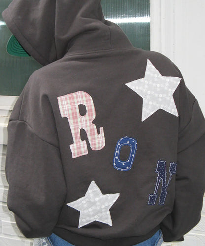 [ Pre-order ]  Ron Patch Mixed Applique Hoodie Zip Up