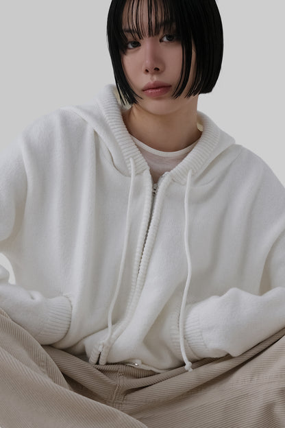 [ Pre-order ] Casual Knit Hood Zip-up