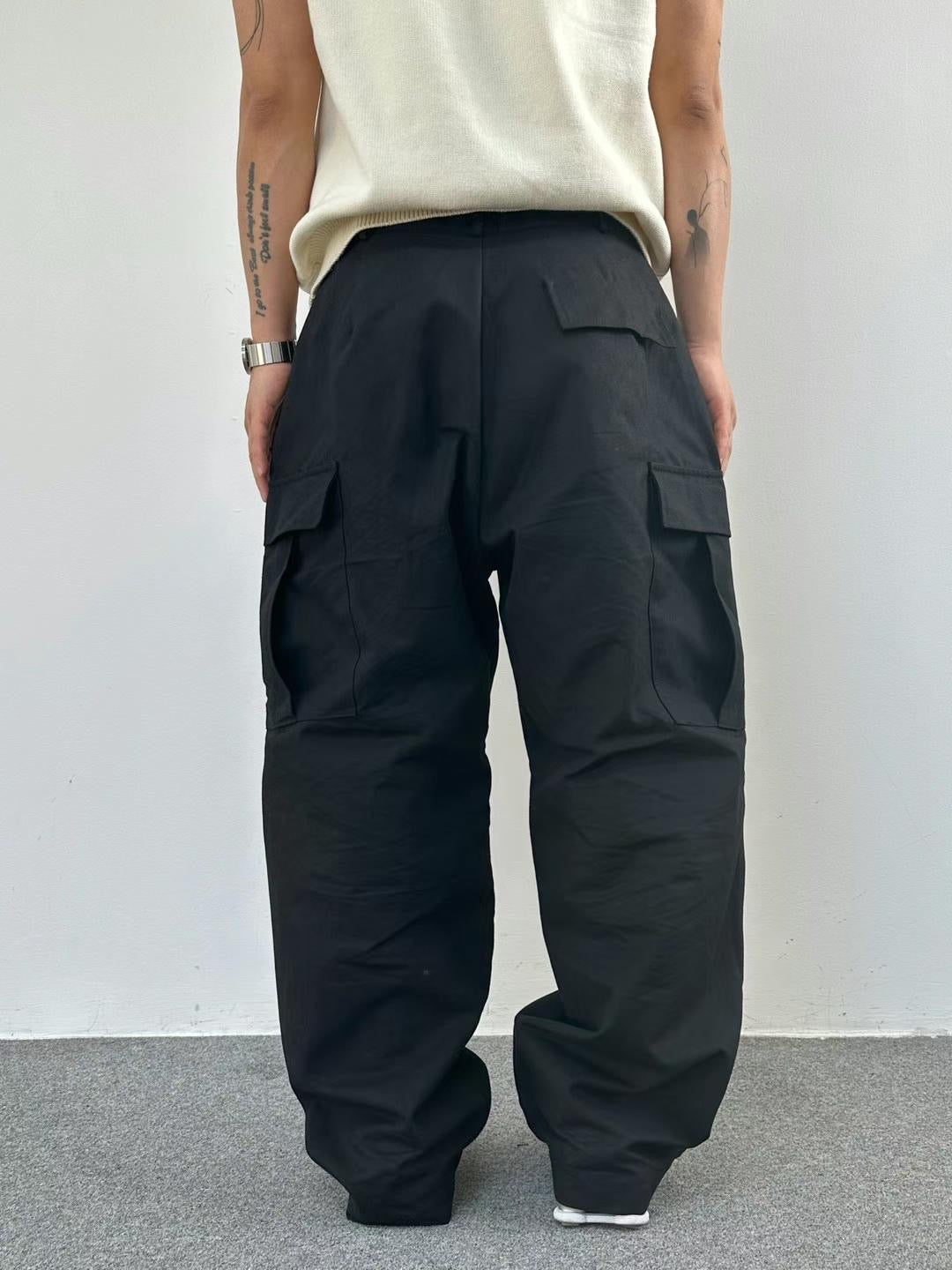 [ KR0101 ] UNISEX 透氣白色寬鬆工裝褲 Parachute Cargo Pants