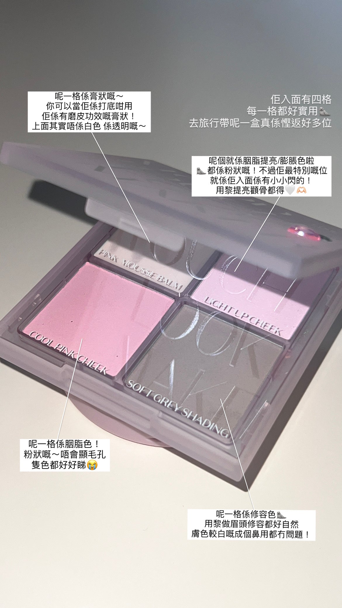 [ 已停產 ] Code Glokolor🤍連掃四格面部功能盤 ( 打底/陰影/胭脂/高光 ) Mood Touch Look Maker SET