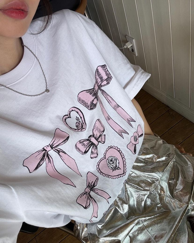 [ Joy同款 Pre-order ] Ribbon Graphic T-shirts White