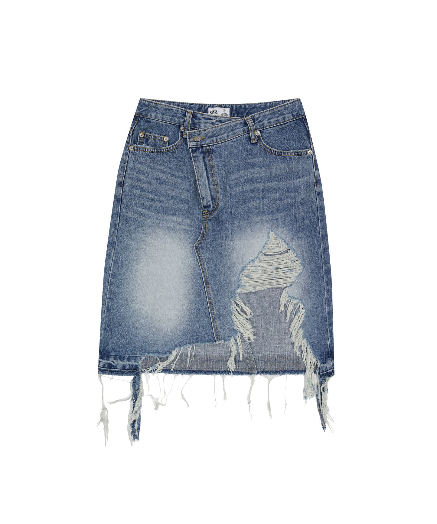 [ Pre-order ] Damage Denim Midi Skirt