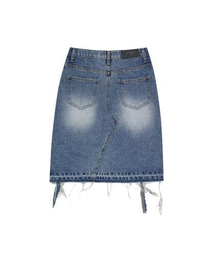 [ Pre-order ] Damage Denim Midi Skirt